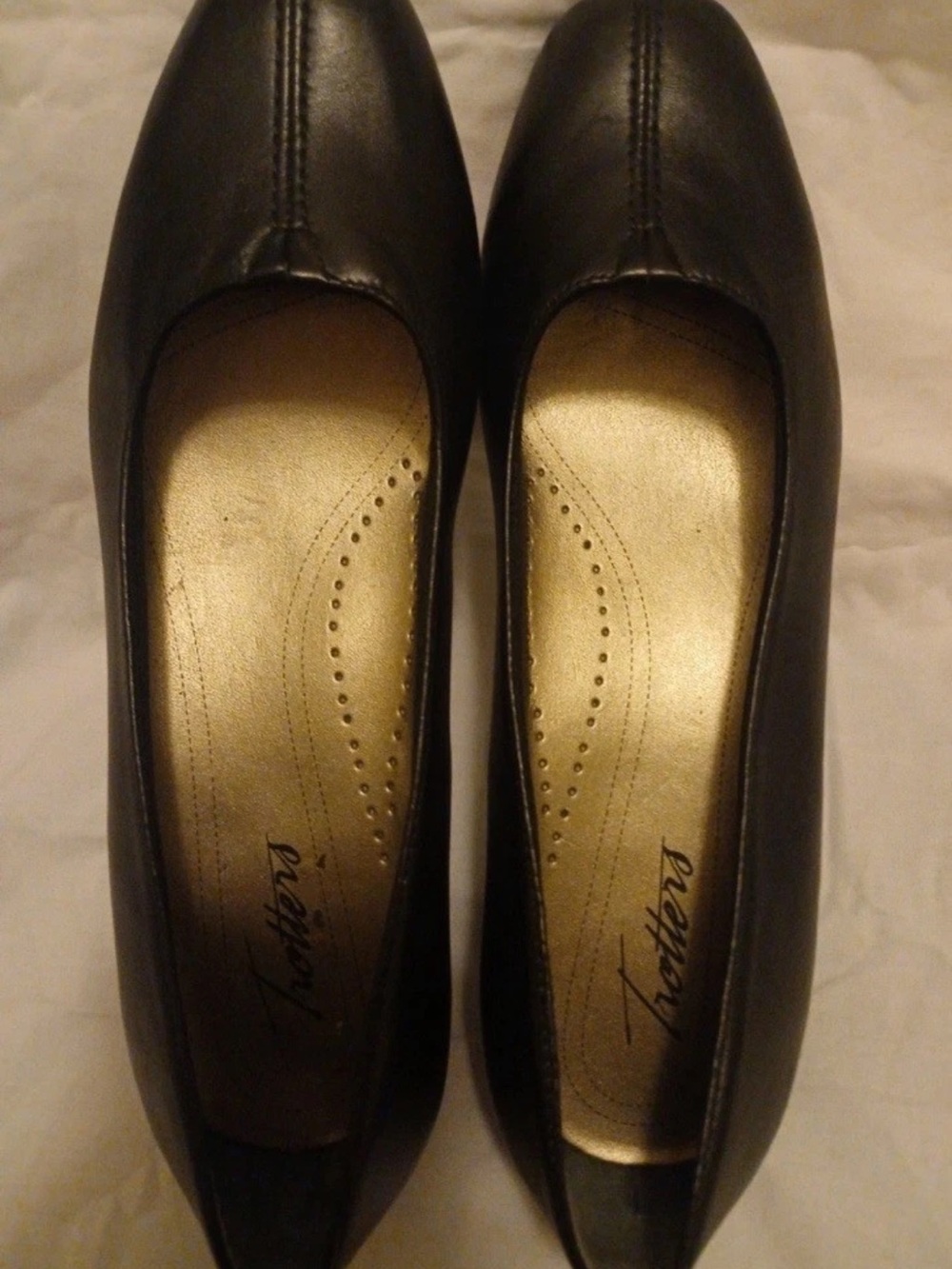Trotters Black Flats with Gold Insole